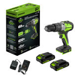 Дрель-шуруповерт ударная аккумуляторная Greenworks GD24DD60 (24В, 2хАКБ 2Ач и ЗУ)