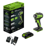Гайковерт ударный аккумуляторный Greenworks G24IW200 (24В, 1х2Ач и ЗУ) 200Нм