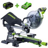 Пила торцовочная Greenworks GD24MS216 с протяжкой (24В, 1хАКБ 4Ач и ЗУ)