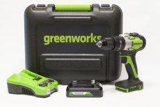 Дрель-шуруповерт ударная аккумуляторная Greenworks GD24DD60K2 (24В, 1хАКБ 2Ач и ЗУ) в кейсе