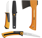 Топор туристический X5 XXS FISKARS + пила + универсальный нож (комплект)