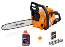 Бензопила Villartec SB 401 (шина, цепь 35см 3/8 1,3мм 52зв.-2шт, масло 0,5л PRO 2T и чехол д/шины)