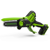 Цепная мини пила аккумуляторная Greenworks GD24CSMNX (24В, 1*АКБ 2Ач  и ЗУ) 15см