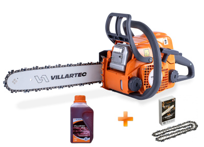 Бензопила Villartec SB 018 Legend (шина, цепь 35см-2шт, масло 0,5л PRO 2T, защитный кожух)
