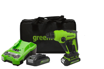 Перфоратор аккумуляторный Greenworks GD24SDS1K2 (24В, с 1хАКБ 2А-ч и ЗУ)
