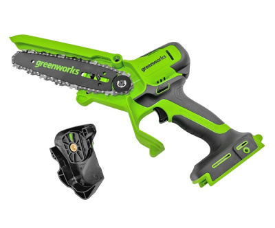 Цепная мини пила аккумуляторная Greenworks GD24CSMNX (24В, 1*АКБ 4Ач  и ЗУ) 15см
