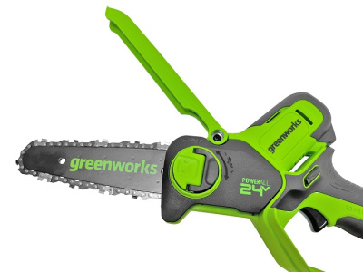 Цепная мини пила аккумуляторная Greenworks GD24CSMNX (24В, 1*АКБ 4Ач  и ЗУ) 15см