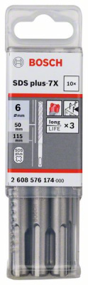 SDS Plus-7X бур, 6-50/115мм (10шт), BOSCH