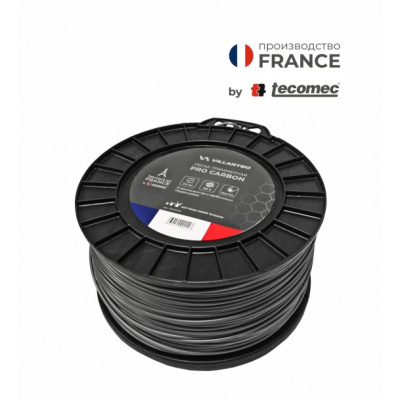 Леска триммерная 2.5мм х 241м (круг) Carbon двухкомпонентная VILLARTEC PRO (by tecomec)