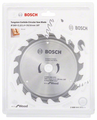 Диск пильный для циркулярок 160х20мм 18Т ECO for wood (древесина), BOSCH