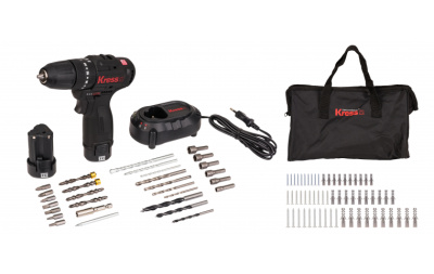 Аккумуляторная ударная дрель-шуруповерт KRESS KU362.2, 12В, 38Нм, 2Ач х 2, ЗУ, кейс