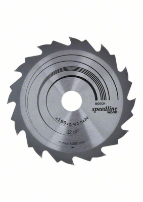 Диск пильный для циркулярок 190х30мм 12Т Speedline Wood (древесина), BOSCH