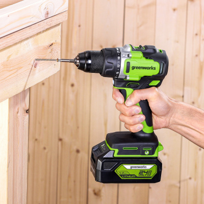 Дрель-шуруповерт аккумуляторная Greenworks GD24DD90 (24В, 2хАКБ 4Ач и ЗУ)