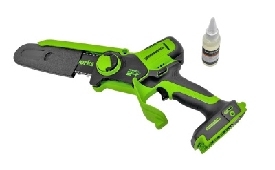 Цепная мини пила аккумуляторная Greenworks GD24CSMNX (24В, 1*АКБ 4Ач  и ЗУ) 15см