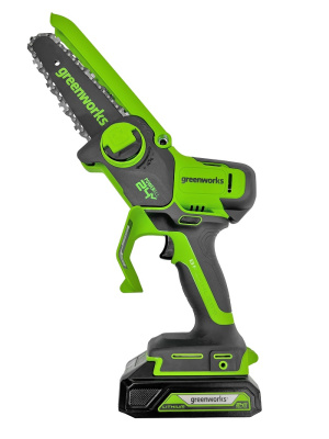 Цепная мини пила аккумуляторная Greenworks GD24CSMNX (24В, 1*АКБ 4Ач  и ЗУ) 15см