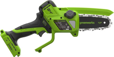 Цепная мини пила аккумуляторная Greenworks CS2410A (24В, 1хАКБ 4Ач и ЗУ) 10см с авто/смазкой цепи