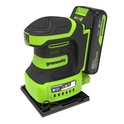 Плоскошлифовальная машина аккумуляторная Greenworks G24SS14 (24В, 1хАКБ 2Ач и ЗУ)