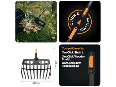 Грабли-лопата для листьев FISKARS OneClick без черенка