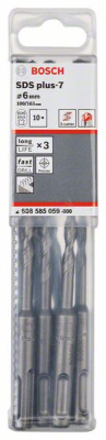 SDS-plus-7 бур,  6 -100/165мм (10шт), BOSCH