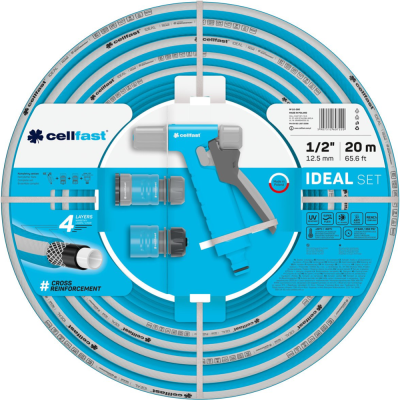 Набор для полива IDEAL 1/2" 20 м с пистолетом для полива и коннекторами Cellfast