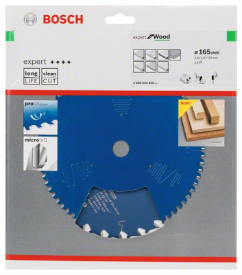 Диск пильный для циркулярок 165x30мм 24T Expert for Wood (древесина), BOSCH