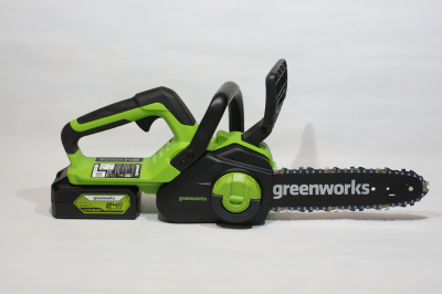 Цепная пила аккумуляторная Greenworks G24CS25K2 (24В, 1хАКБ 2Ач и ЗУ) 25см