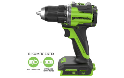 Дрель-шуруповерт аккумуляторная Greenworks DD560 (24В, 1хАКБ 4Ач и ЗУ)