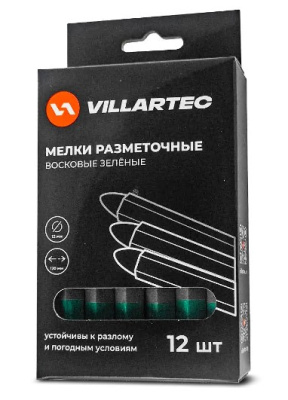 Мел разметочный зеленый 120mm x 12mm (12 шт) VILLARTEC