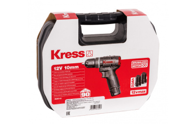 Аккумуляторная ударная дрель-шуруповерт KRESS KUC12, 12В, 40Нм, 2Ач х 2, ЗУ, кейс