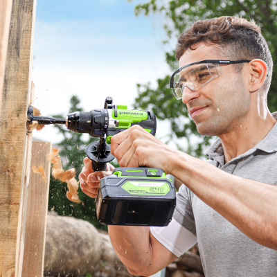 Дрель-шуруповерт аккумуляторная Greenworks GD24DD90 (24В, 2хАКБ 4Ач и ЗУ)