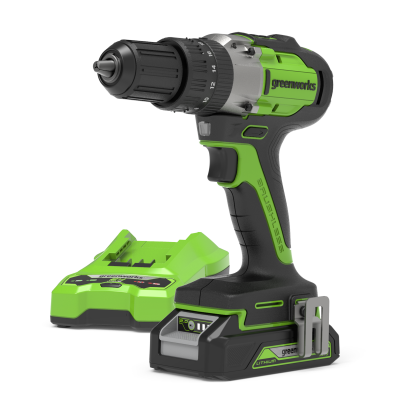 Дрель-шуруповерт ударная аккумуляторная Greenworks GD24DD60K2 (24В, 1хАКБ 2Ач и ЗУ) в кейсе