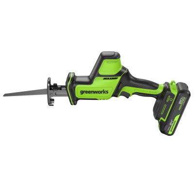 Пила сабельная компактная аккумуляторная Greenworks GPT-CRS-25 (24В,1хАКБх 2Ач и ЗУ)