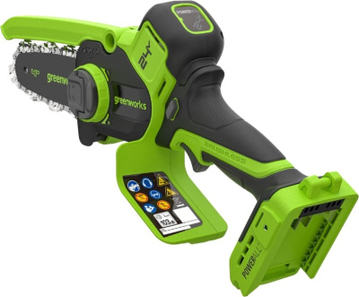 Цепная мини пила аккумуляторная Greenworks CS2410A (24В, 1хАКБ 2Ач и ЗУ) 10см с авто/смазкой цепи