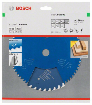 Диск пильный для циркулярок 190x30мм 40T Expert for Wood (древесина), BOSCH