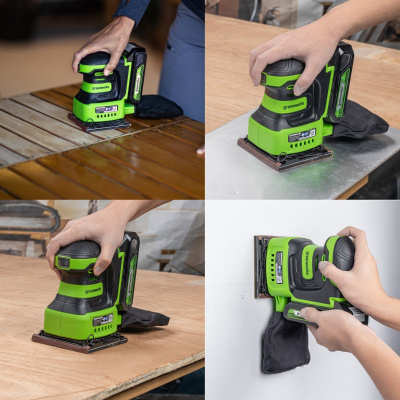 Плоскошлифовальная машина аккумуляторная Greenworks G24SS14 (24В, 1хАКБ 2Ач и ЗУ)