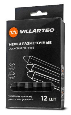 Мел разметочный черный 120mm x 12mm (12 шт) VILLARTEC