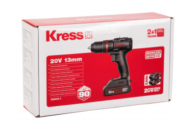 Аккумуляторная ударная дрель-шуруповерт KRESS KUC30.1 20В, 60Нм, 2Ач х 2, ЗУ, сумка