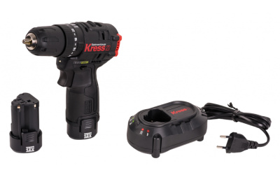 Аккумуляторная ударная дрель-шуруповерт KRESS KUC12, 12В, 40Нм, 2Ач х 2, ЗУ, кейс
