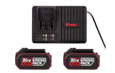 Комплект аккумуляторы + зарядное Kress KAD21 (20В, 4Ач х 2шт, ЗУ 6А)