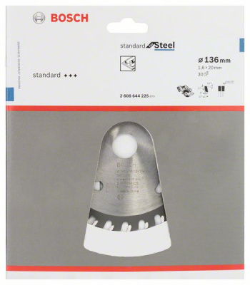 Диск пильный 136x20мм 1.6/1.2мм 30T Standard for Steel (сталь), BOSCH