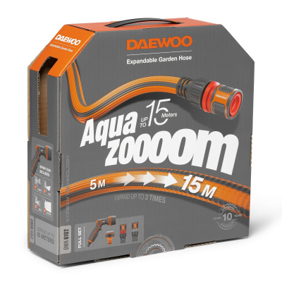 Шланг растягивающийся Aquazoom 5-15м с набором для полива DAEWOO