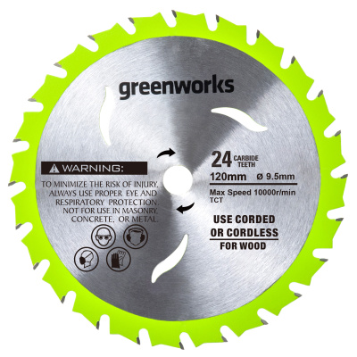 Диск пильный по дереву для циркулярной мини пилы Greenworks 120х9,5мм, 24T