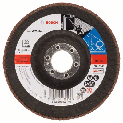 Круг лепестковый 125/22,23 мм P60 Best for Metal (металл), BOSCH