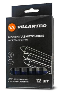 Мел разметочный синий 120mm x 12mm (12 шт) VILLARTEC