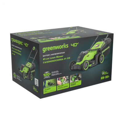 Газонокосилка аккумуляторная Greenworks GD40LM411 (40В, 41 см, без АКБ и ЗУ)