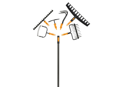 Грабли для грунта FISKARS OneClick 14 зубьев металлические без черенка