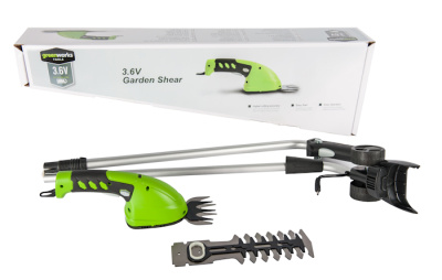 Ножницы аккумуляторные Greenworks G3.6GS (3.6В, встр.акк, 2Aч) с телескоп. ручкой
