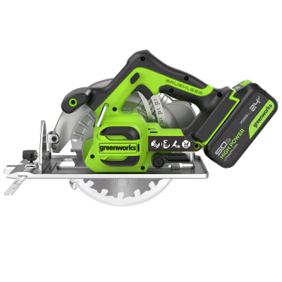 Циркулярная пила аккумуляторная Greenworks GD24CS (24В, с 1хАКБ 5Ah и ЗУ)