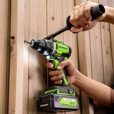 Дрель-шуруповерт аккумуляторная Greenworks GD24DD90 (24В, 2хАКБ 4Ач и ЗУ)