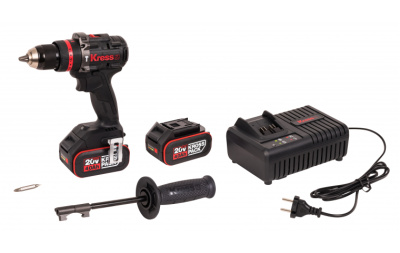 Аккумуляторная ударная дрель-шуруповерт KRESS KUC33, 20В, 95Нм, 4Ач х 2, ЗУ 6А, кейс